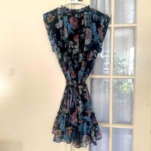 Olivaceous floral dress.